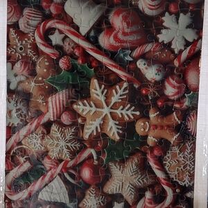 Festive Holiday Puzzle with Candy Canes and Gingerbread